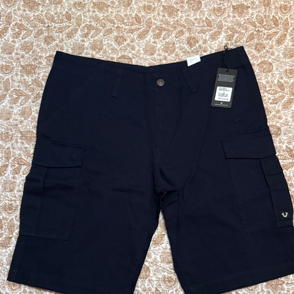 True Religion Men's Dark Navy Cargo Shorts